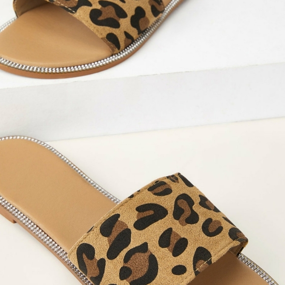 Anastasia Elva Leopard Bling Sandals Slides - Picture 4 of 6